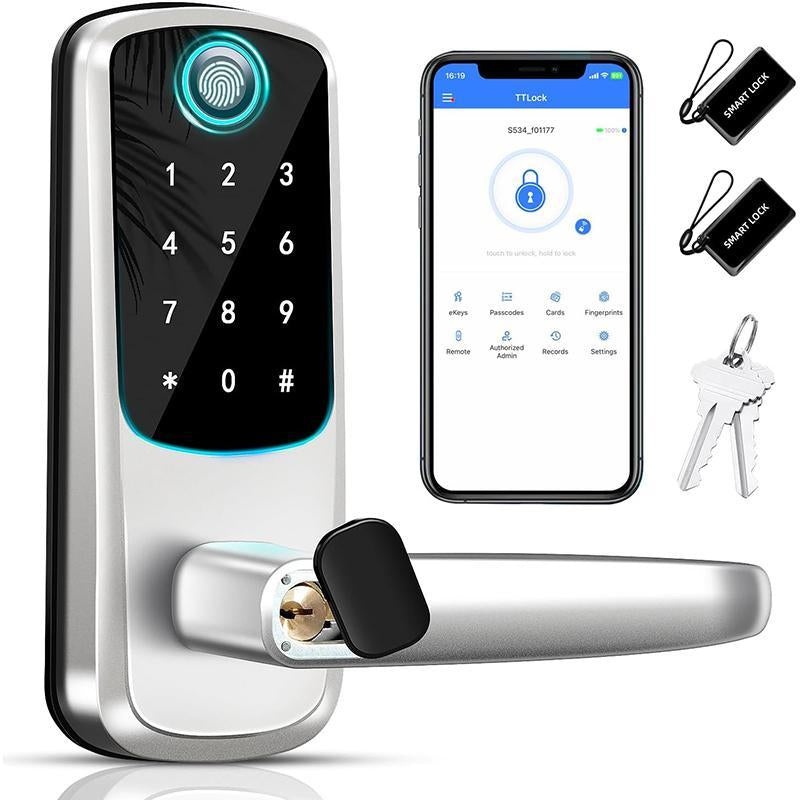 EUERTE 5 in 1 Smart Door Lock with Handle, Digital Display, Keyless Entry, Suitable for Hotels, Offices, Homes, Room Accessories & Gifts Springtok Fathersdaygift