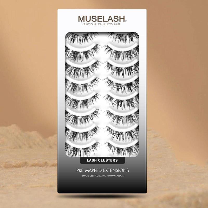 Muselash Self-Adhesive Lash Kit - No Glue Needed, Free of Irritants, Mixed Length 8-16Mm, Premium Korean Materials, Easy Application, Cruelty-Free & Vegan