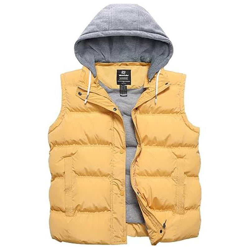 Women'S plus Size Windproof Puffer Vest Quilted Winter Vest Thicken Jacket with Detachable Hood Womenswear Tops Comfort Hoodie Lady Underwear Lady Fall Coat Winter Coat Outerwear Basic