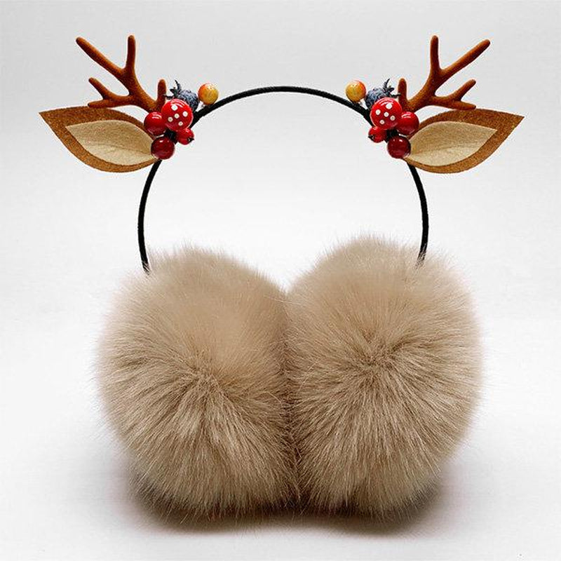 Antlers Winter Earmuffs - Winter - Mushroom