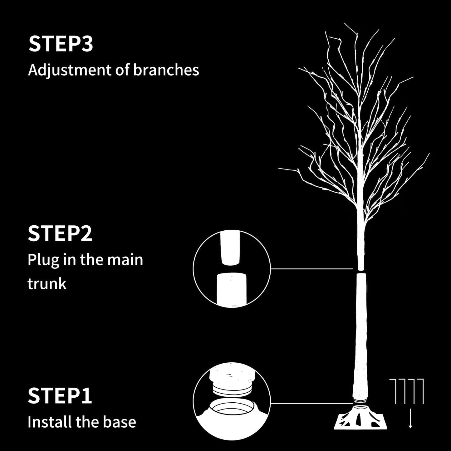 Birch Tree Lights,2 Pack 6 Feet Prelit White Artificial Christmas Trees,Birch Tree with LED Lights, Twinkling Twig Tree for Xmas Home Party Garden Indoor Outdoor Decor