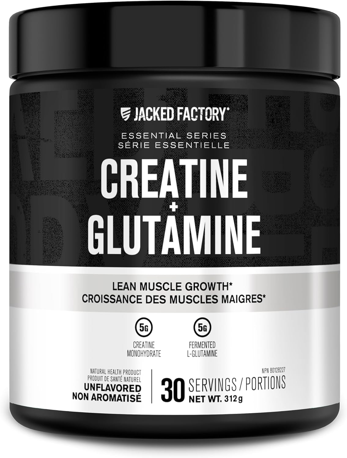 Creatine + Glutamine - Canadian-Owned Supplement with L-Glutamine for Muscle Recovery & Growth, Increased Strength, Enhanced Energy Output, and Gut Health - 30 Servings