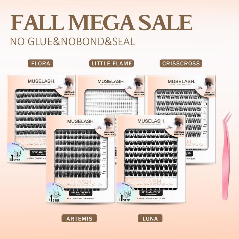 Muselash Self-Adhesive Lash Kit - No Glue Needed, Free of Irritants, Mixed Length 8-16Mm, Premium Korean Materials, Easy Application, Cruelty-Free & Vegan