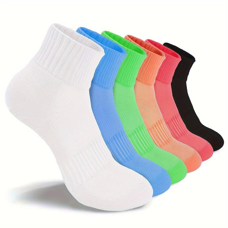 6 Pairs, Women'S Ankle Socks, Athletic & Breathable with anti Slip Heel, for Running and Sports, Ankle High, Variety of Colors