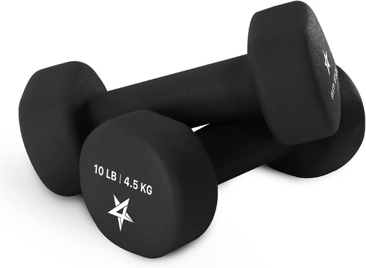 Neoprene Coated Dumbbell Hand Weight Sets of 2 - Multiple Weight Options with 15 Colors, Hexagon Shape, Anti-Roll, Anti-Slip