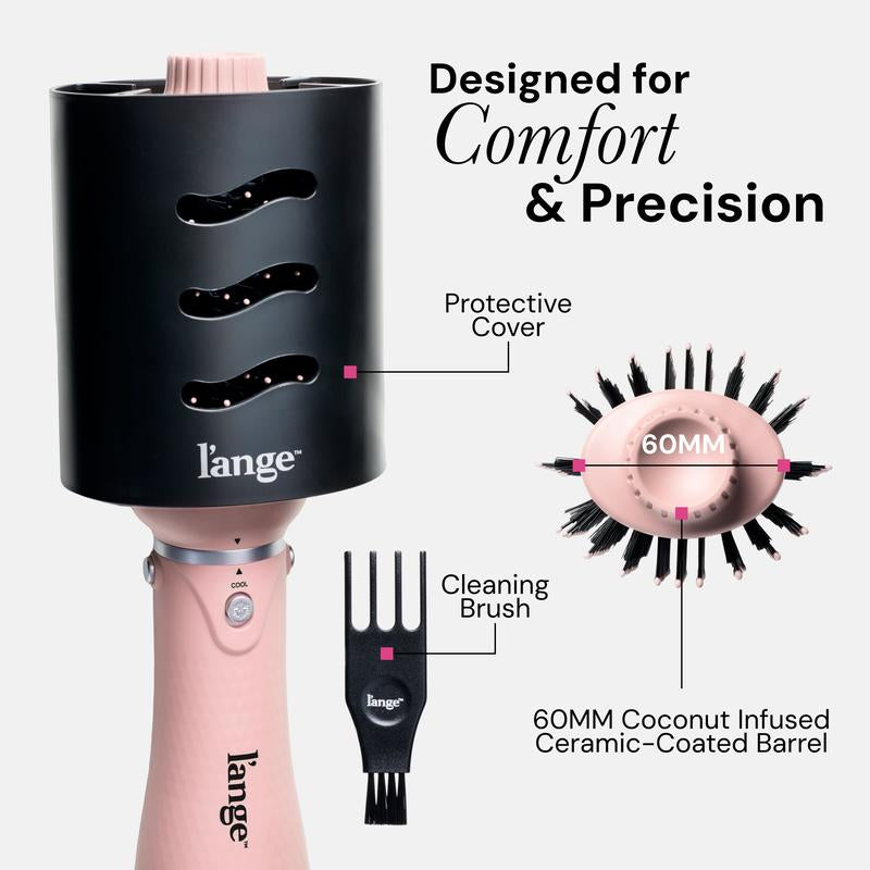 L'Ange - NEW! Volumeboost 60Mm 2-In-1 Ceramic Volumizing Brush Dryer - Coconut Oil Infused Barrel & Negative Ion Technology for Frizz-Free Shine