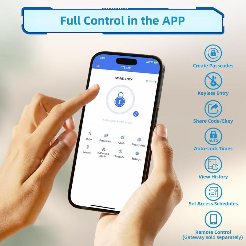 EUERTE 5 in 1 Smart Door Lock with Handle, Digital Display, Keyless Entry, Suitable for Hotels, Offices, Homes, Room Accessories & Gifts Springtok Fathersdaygift