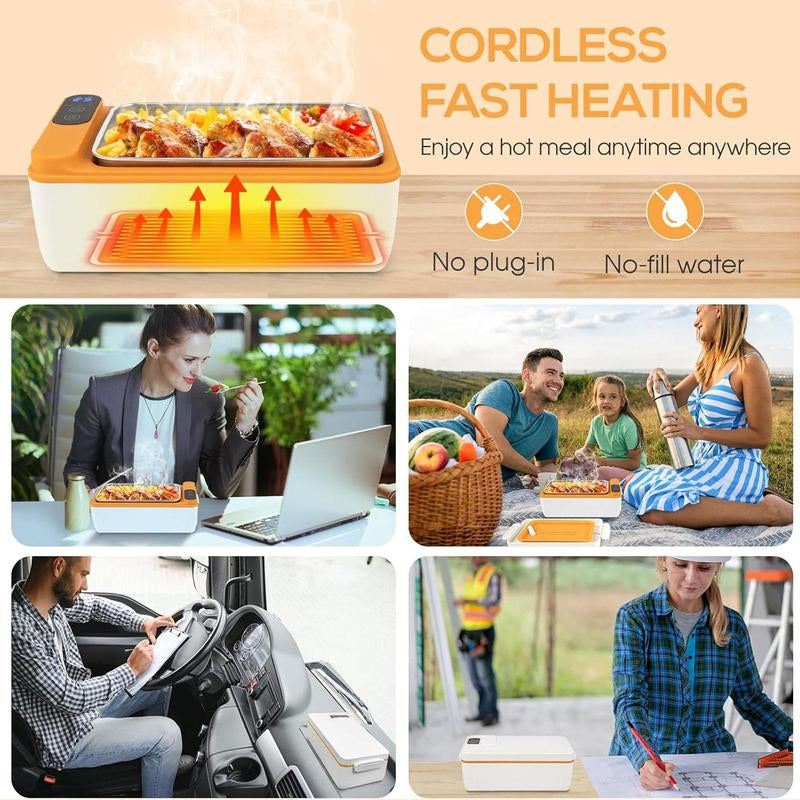 Large Capacity Rechargeable Heated Lunch Box, Adjustable Heating Time Hot Rice Insulated Lunch Box with Insulation Bag Suitable for Students and Office Workers, Bento Box, Lunchbox