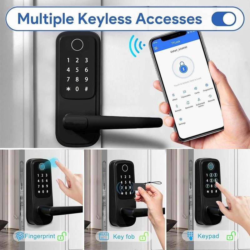 EUERTE 5 in 1 Smart Door Lock with Handle, Digital Display, Keyless Entry, Suitable for Hotels, Offices, Homes, Room Accessories & Gifts Springtok Fathersdaygift