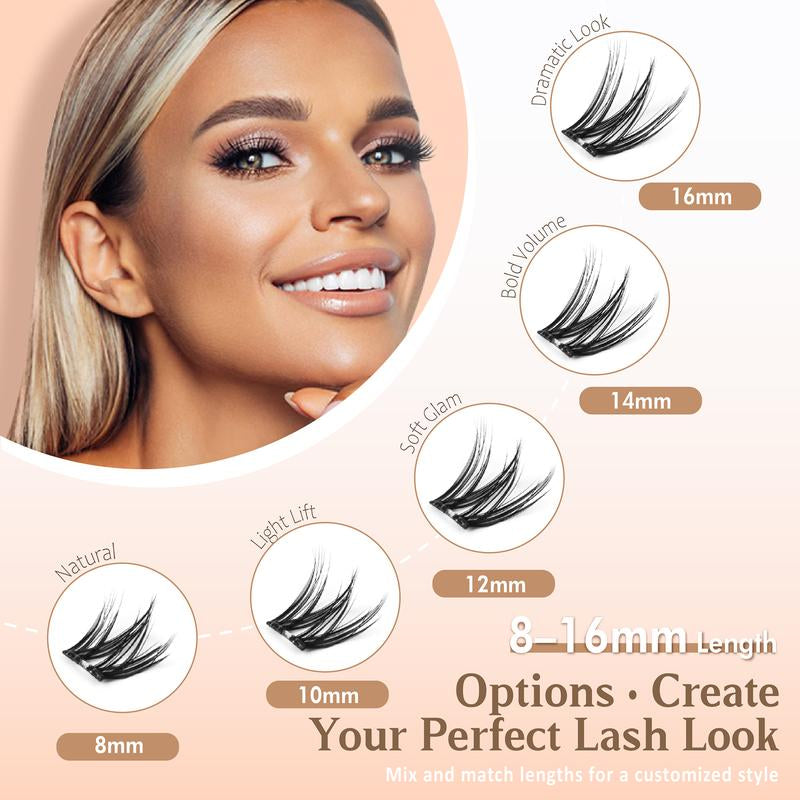 Muselash Self-Adhesive Lash Kit - No Glue Needed, Free of Irritants, Mixed Length 8-16Mm, Premium Korean Materials, Easy Application, Cruelty-Free & Vegan