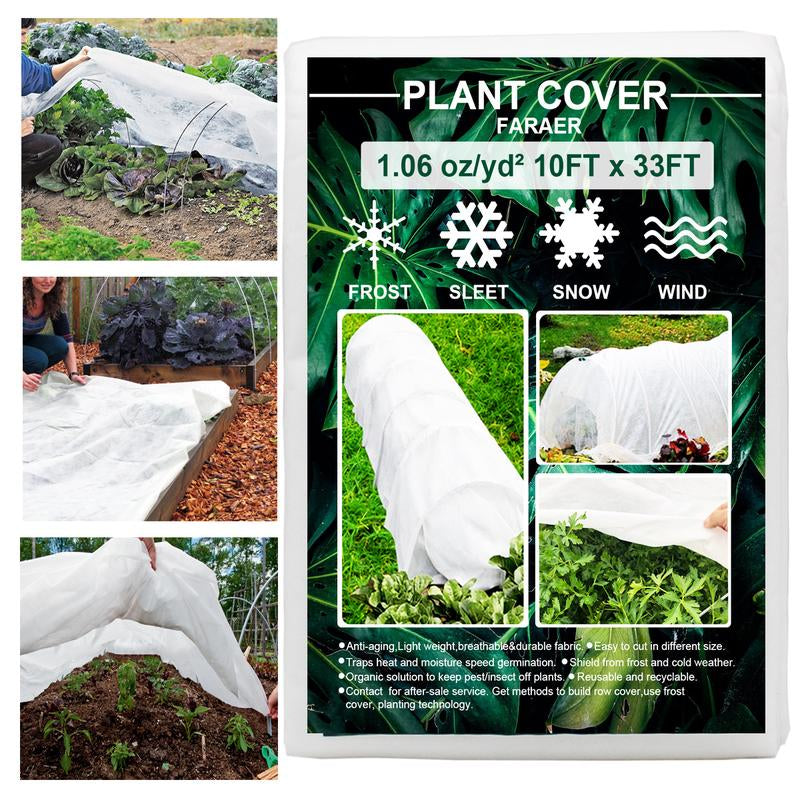 Plant Covers Freeze Protection, 10Ft×33Ft Reusable Rectangle Frost Protection Floating Row Cover Plant Blanket Garden Winterize Cover for Cold Weather Snow