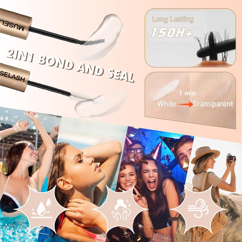 Muselash Self-Adhesive Lash Kit - No Glue Needed, Free of Irritants, Mixed Length 8-16Mm, Premium Korean Materials, Easy Application, Cruelty-Free & Vegan