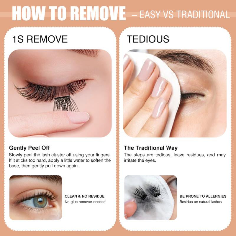 Muselash Self-Adhesive Lash Kit - No Glue Needed, Free of Irritants, Mixed Length 8-16Mm, Premium Korean Materials, Easy Application, Cruelty-Free & Vegan