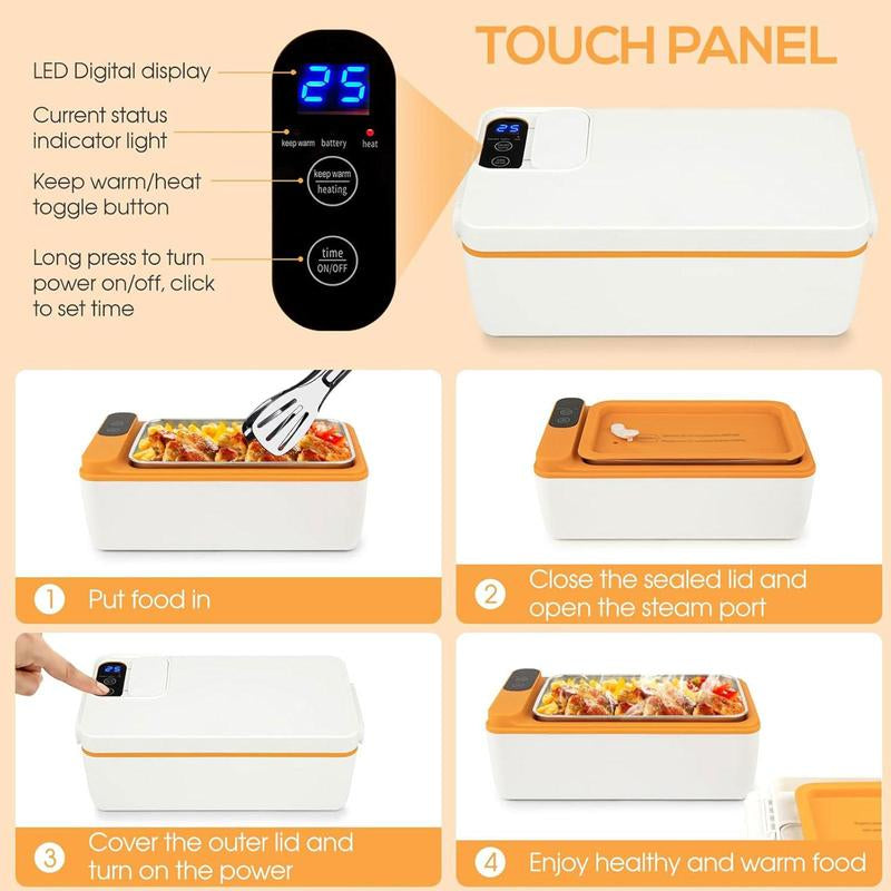 Large Capacity Rechargeable Heated Lunch Box, Adjustable Heating Time Hot Rice Insulated Lunch Box with Insulation Bag Suitable for Students and Office Workers, Bento Box, Lunchbox