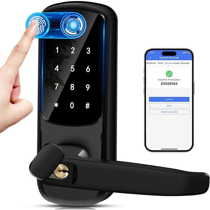 EUERTE 5 in 1 Smart Door Lock with Handle, Digital Display, Keyless Entry, Suitable for Hotels, Offices, Homes, Room Accessories & Gifts Springtok Fathersdaygift