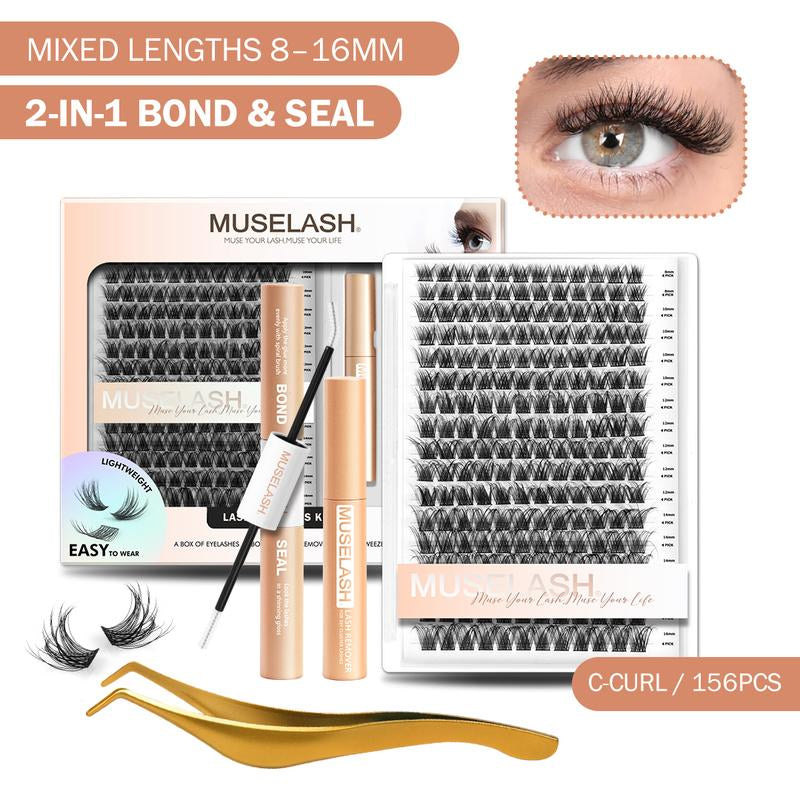 Muselash Self-Adhesive Lash Kit - No Glue Needed, Free of Irritants, Mixed Length 8-16Mm, Premium Korean Materials, Easy Application, Cruelty-Free & Vegan