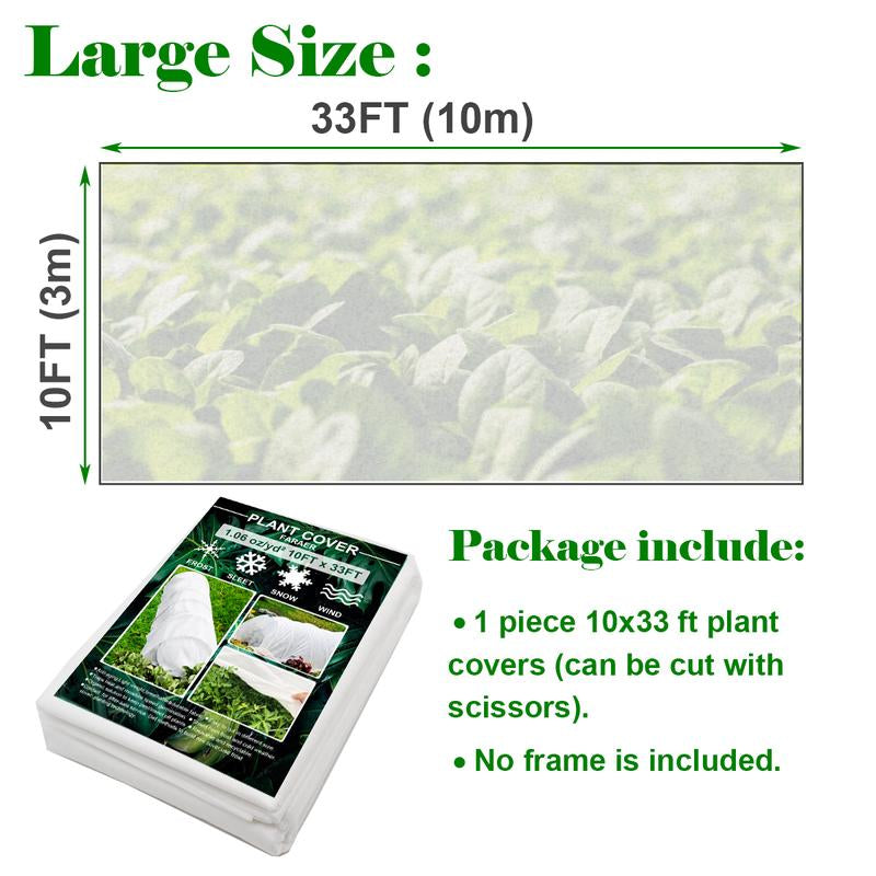 Plant Covers Freeze Protection, 10Ft×33Ft Reusable Rectangle Frost Protection Floating Row Cover Plant Blanket Garden Winterize Cover for Cold Weather Snow