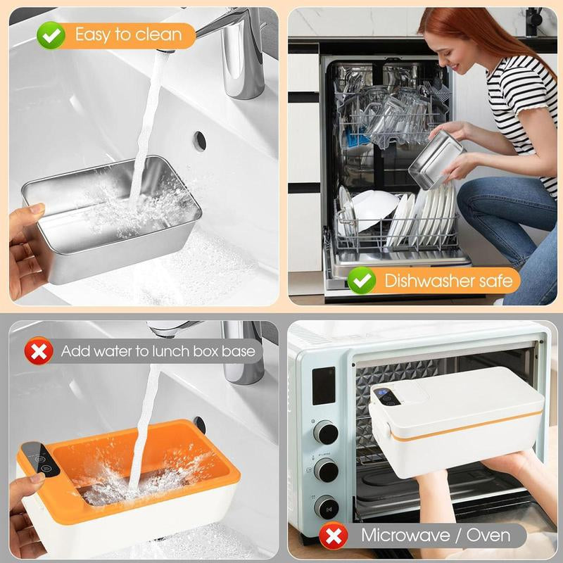 Large Capacity Rechargeable Heated Lunch Box, Adjustable Heating Time Hot Rice Insulated Lunch Box with Insulation Bag Suitable for Students and Office Workers, Bento Box, Lunchbox