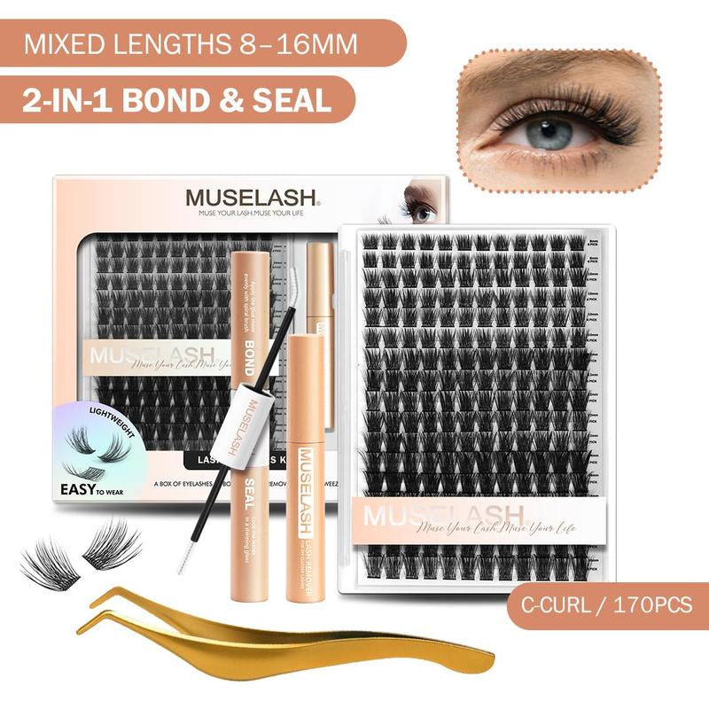 Muselash Self-Adhesive Lash Kit - No Glue Needed, Free of Irritants, Mixed Length 8-16Mm, Premium Korean Materials, Easy Application, Cruelty-Free & Vegan