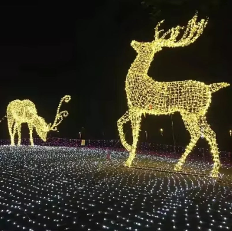 Large 3D Deer Motif Christmas Light Sculptures for Outdoor Decoration