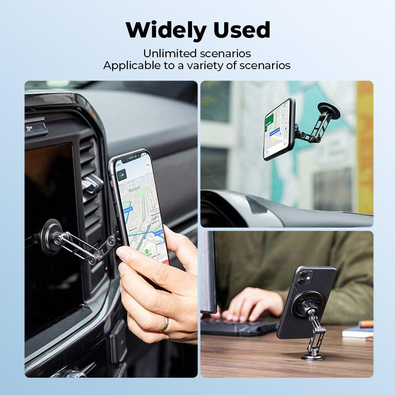 Joytutus Car Phone Holder Magnetic Alloy Rotating Folding Magsafe Phone Mount for Easy Navigation and Calls Automotive Electronics Accessories Aesthetic Compact Durable Installation Portable Space Stand Foldable Cellphone Smartphone Space Stand