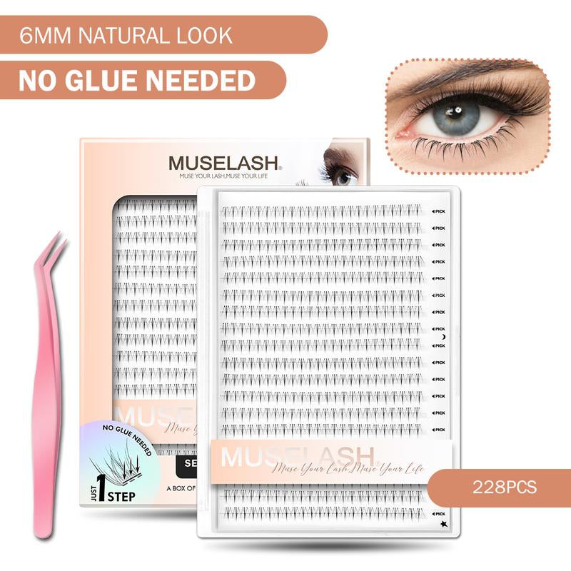 Muselash Self-Adhesive Lash Kit - No Glue Needed, Free of Irritants, Mixed Length 8-16Mm, Premium Korean Materials, Easy Application, Cruelty-Free & Vegan