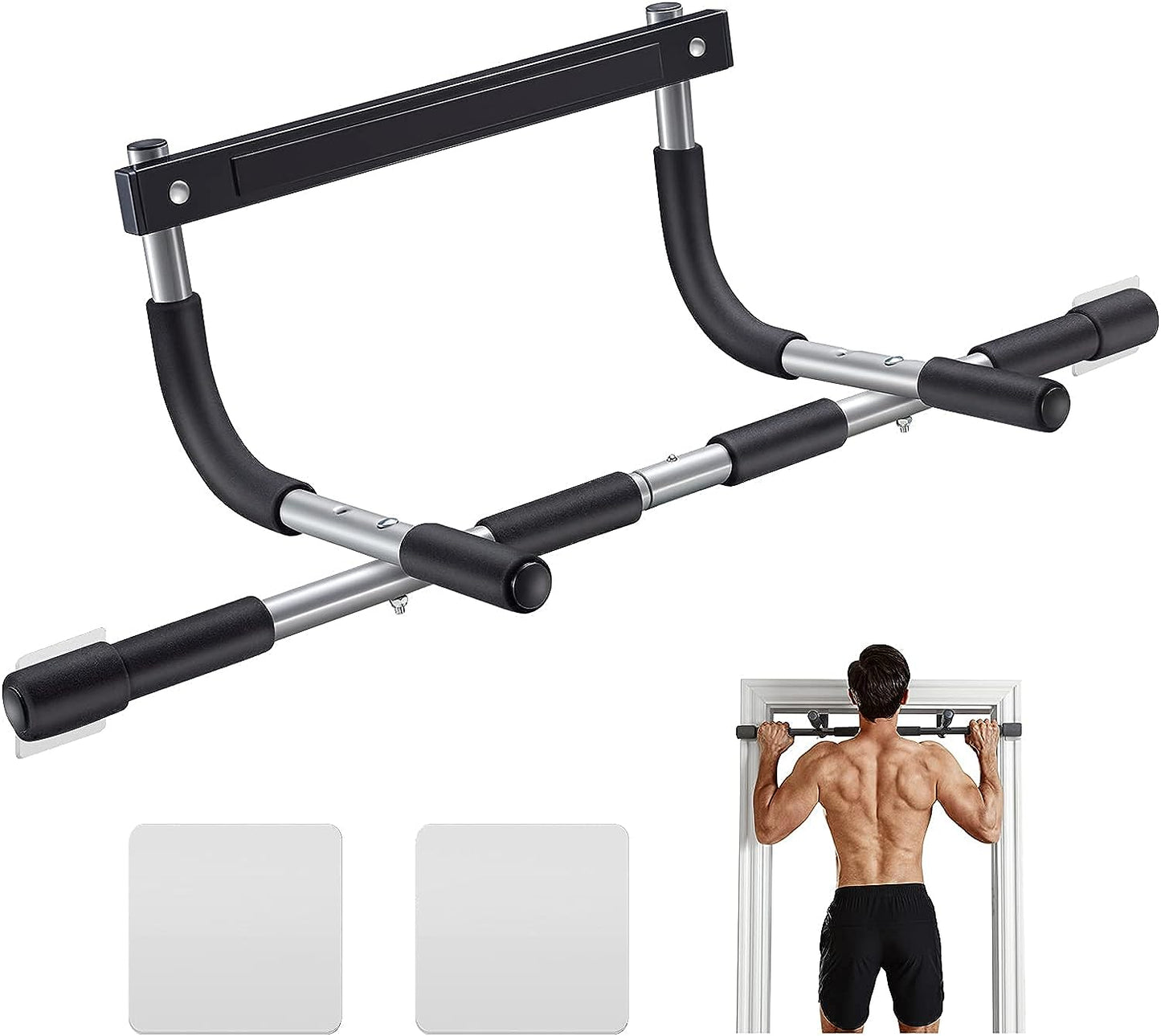 Pull up Bar for Doorway | Thickened Steel Max Limit 440 Lbs Upper Body Fitness Workout Bar| Multi-Grip Strength for Doorway | Indoor Chin-Up Bar Fitness Trainer for Home Gym Portable
