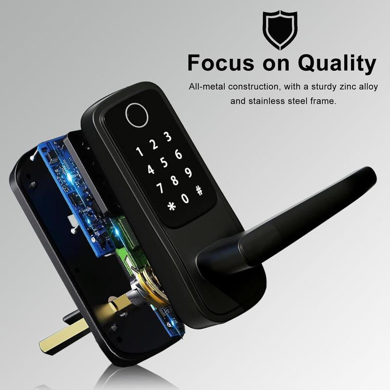 EUERTE 5 in 1 Smart Door Lock with Handle, Digital Display, Keyless Entry, Suitable for Hotels, Offices, Homes, Room Accessories & Gifts Springtok Fathersdaygift