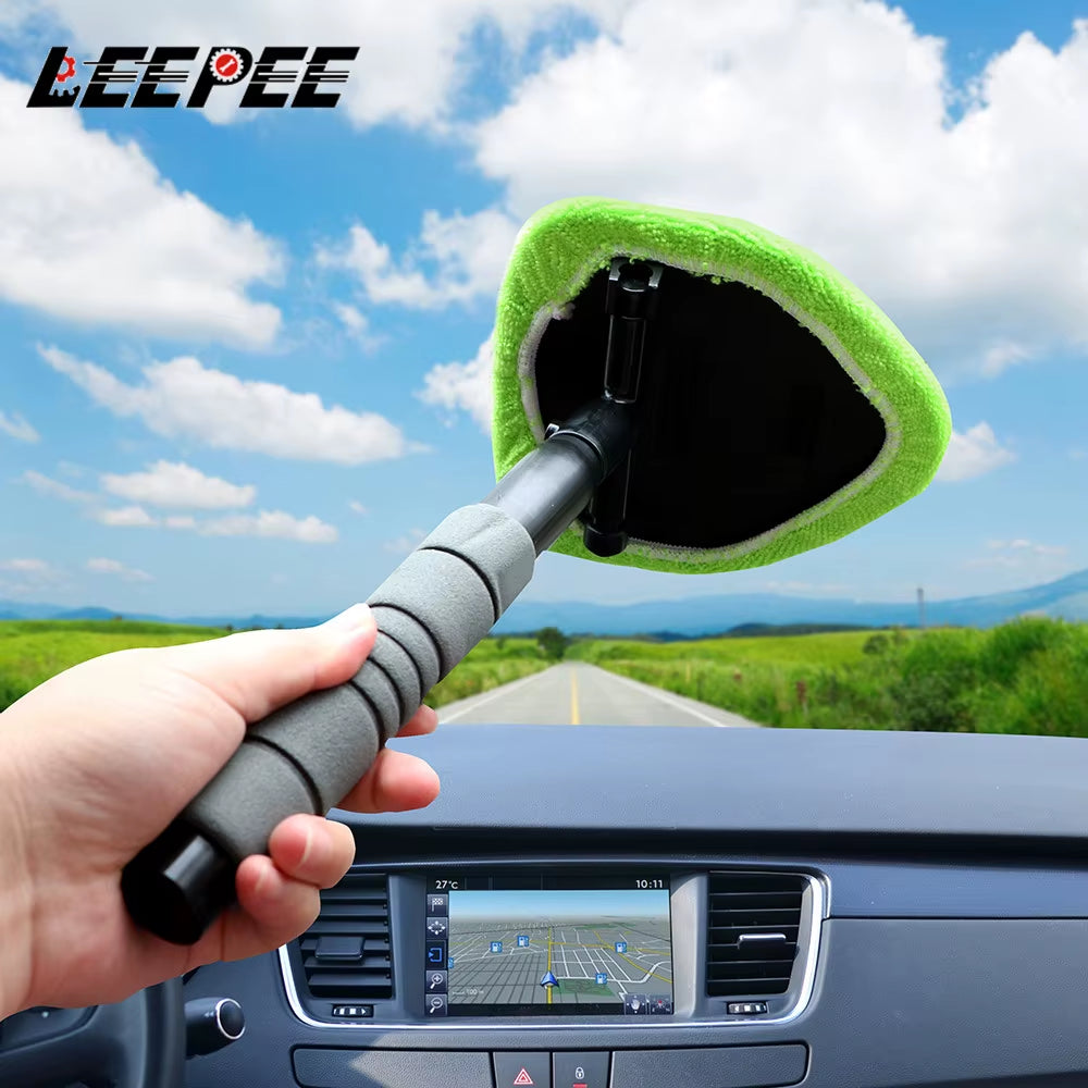 Window Scraping Mist Eliminator Microfiber Car Window Cleaner Telescopic Window Glass Cleaner Car Windshield Cleaning Brush