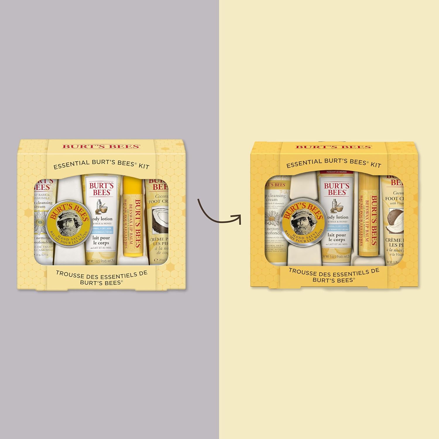 Essential Kit Deep Cleansing Cream, Hand Salve, Body Lotion, Foot Cream & Lip Balm, Travel Size, 5 Essential Products