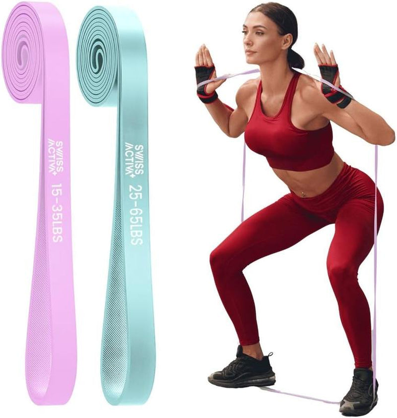 Swiss Activa Premium Resistance Bands 15-65 LBS -Exercise Bands for Women - Booty Bands for Exercise, Pilates, Glutes Resistance Bands for Working Out