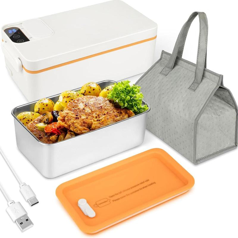 Large Capacity Rechargeable Heated Lunch Box, Adjustable Heating Time Hot Rice Insulated Lunch Box with Insulation Bag Suitable for Students and Office Workers, Bento Box, Lunchbox