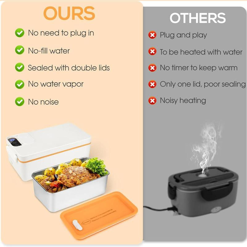 Large Capacity Rechargeable Heated Lunch Box, Adjustable Heating Time Hot Rice Insulated Lunch Box with Insulation Bag Suitable for Students and Office Workers, Bento Box, Lunchbox
