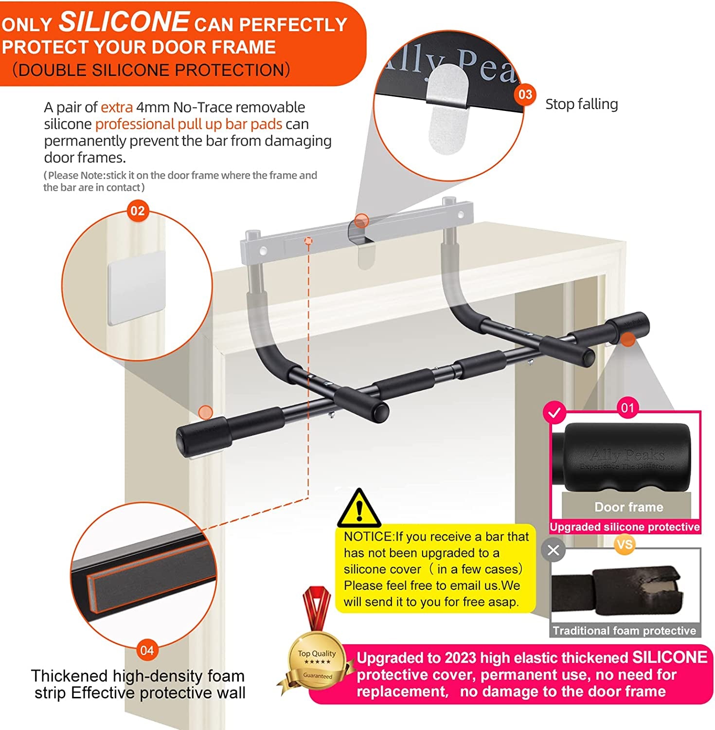 Pull up Bar for Doorway | Thickened Steel Max Limit 440 Lbs Upper Body Fitness Workout Bar| Multi-Grip Strength for Doorway | Indoor Chin-Up Bar Fitness Trainer for Home Gym Portable