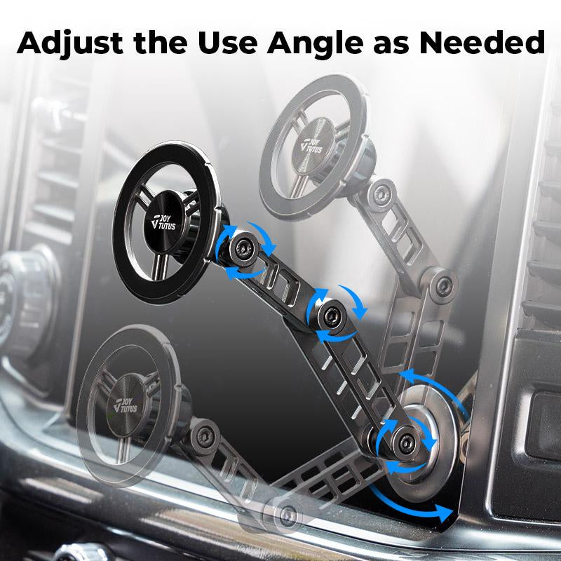 Joytutus Car Phone Holder Magnetic Alloy Rotating Folding Magsafe Phone Mount for Easy Navigation and Calls Automotive Electronics Accessories Aesthetic Compact Durable Installation Portable Space Stand Foldable Cellphone Smartphone Space Stand