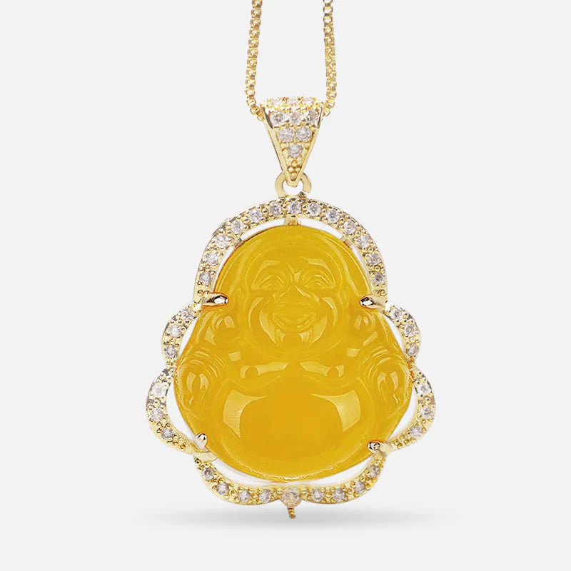 Buddha Stones Good Luck Laughing Buddha Necklace