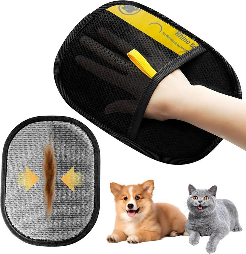 Upgraded Electrostatic Pet Hair Removal Glove - Reusable, Washable Mitt for Furniture, Carpet, Car Seat & Clothing - Efficient Cat & Dog Hair Remover