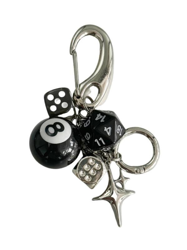 Star Dice Billiard Ball Design Keychain, Fashionable Car Keychain for Car Keys for Women & Men, Trendy All-Match Stainless Steel Keychain Accessories for Birthday Gift, Bag Charms Drop ,Keychain Lovers Rejoice,Women Keychains, Men'S Accessories