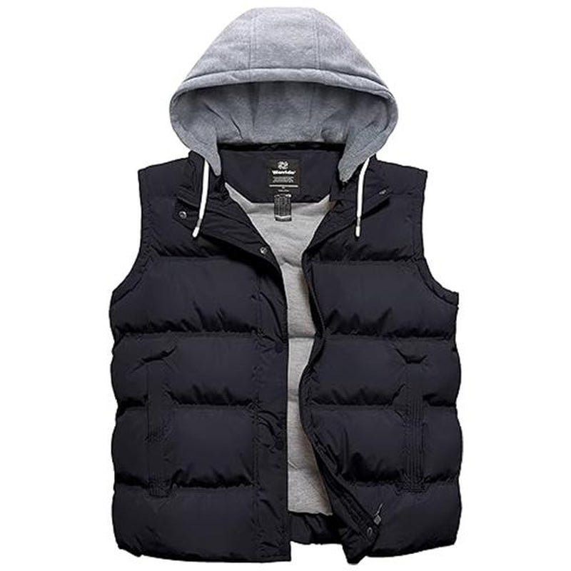 Women'S plus Size Windproof Puffer Vest Quilted Winter Vest Thicken Jacket with Detachable Hood Womenswear Tops Comfort Hoodie Lady Underwear Lady Fall Coat Winter Coat Outerwear Basic