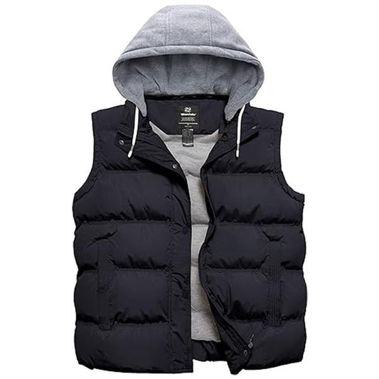 Women'S plus Size Windproof Puffer Vest Quilted Winter Vest Thicken Jacket with Detachable Hood Womenswear Tops Comfort Hoodie Lady Underwear Lady Fall Coat Winter Coat Outerwear Basic