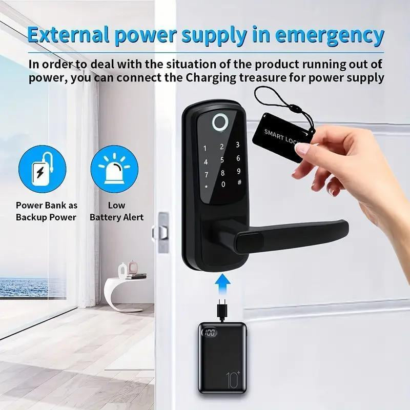 EUERTE 5 in 1 Smart Door Lock with Handle, Digital Display, Keyless Entry, Suitable for Hotels, Offices, Homes, Room Accessories & Gifts Springtok Fathersdaygift