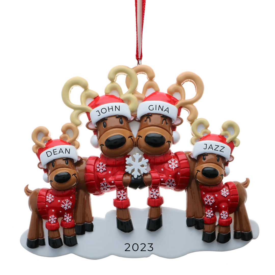 Mr & Mrs Reindeer Family of 4 Ornament