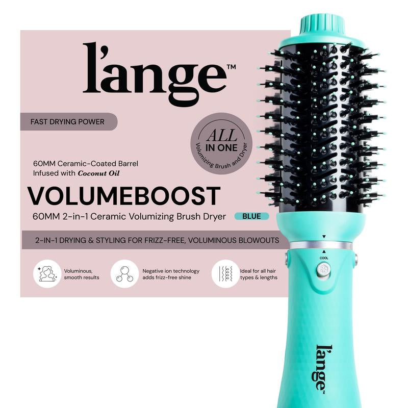 L'Ange - NEW! Volumeboost 60Mm 2-In-1 Ceramic Volumizing Brush Dryer - Coconut Oil Infused Barrel & Negative Ion Technology for Frizz-Free Shine