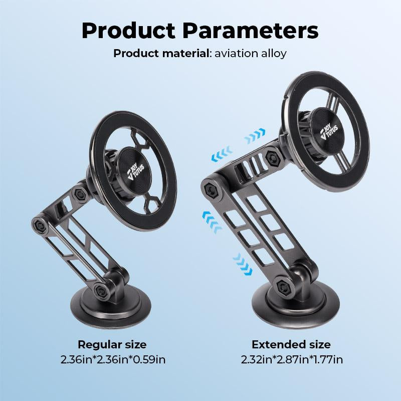 Joytutus Car Phone Holder Magnetic Alloy Rotating Folding Magsafe Phone Mount for Easy Navigation and Calls Automotive Electronics Accessories Aesthetic Compact Durable Installation Portable Space Stand Foldable Cellphone Smartphone Space Stand