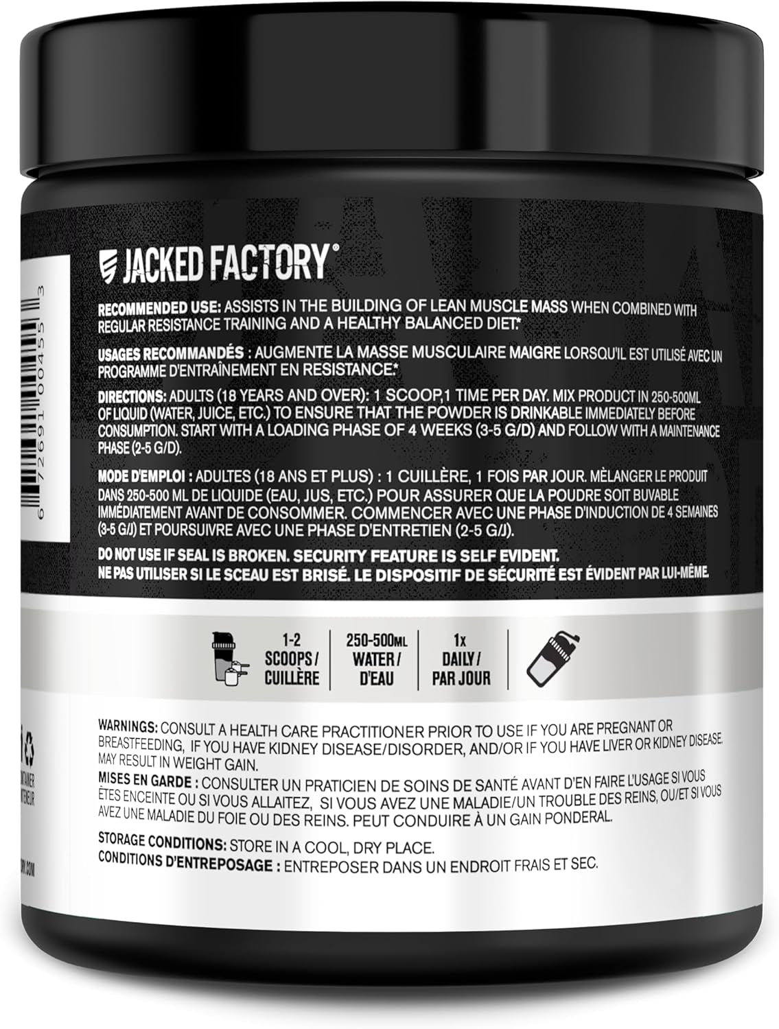 Creatine + Glutamine - Canadian-Owned Supplement with L-Glutamine for Muscle Recovery & Growth, Increased Strength, Enhanced Energy Output, and Gut Health - 30 Servings