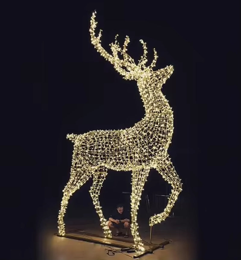 Large 3D Deer Motif Christmas Light Sculptures for Outdoor Decoration
