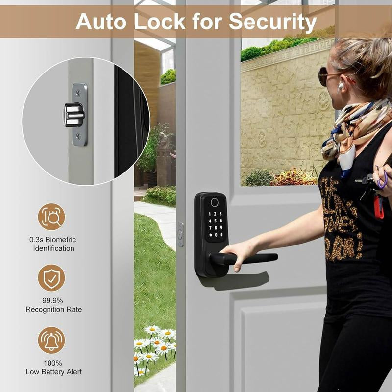 EUERTE 5 in 1 Smart Door Lock with Handle, Digital Display, Keyless Entry, Suitable for Hotels, Offices, Homes, Room Accessories & Gifts Springtok Fathersdaygift