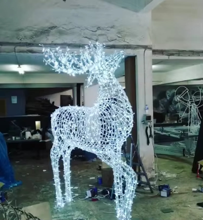 Large 3D Deer Motif Christmas Light Sculptures for Outdoor Decoration