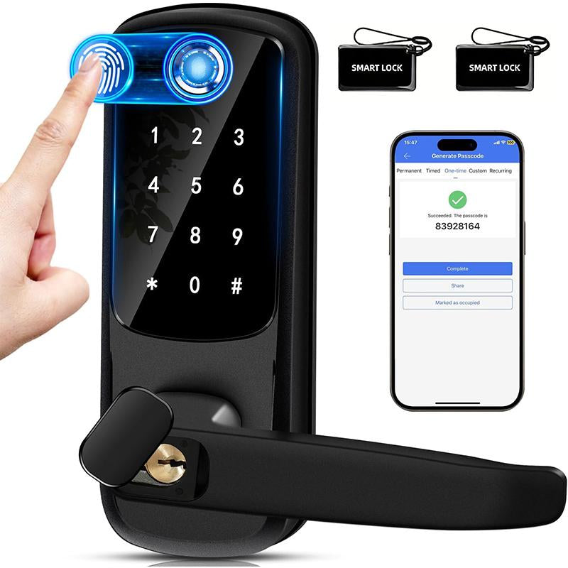 EUERTE 5 in 1 Smart Door Lock with Handle, Digital Display, Keyless Entry, Suitable for Hotels, Offices, Homes, Room Accessories & Gifts Springtok Fathersdaygift
