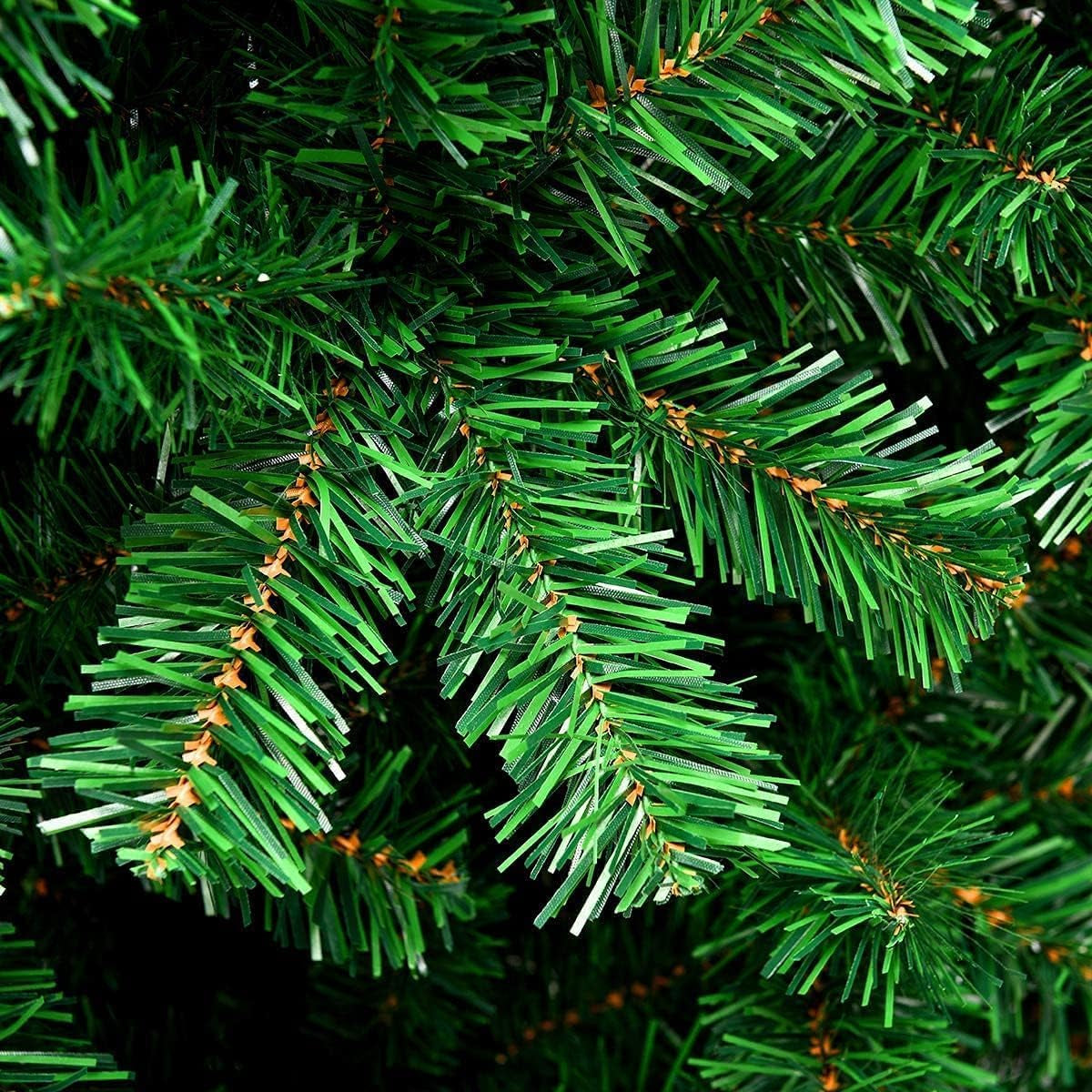 Green Artificial Christmas Tree，Easy Assembly Christmas Tree with 450 Branch Tips Decor and Metal Stand for Indoor, Home, Yard, Garden Christmas Decor